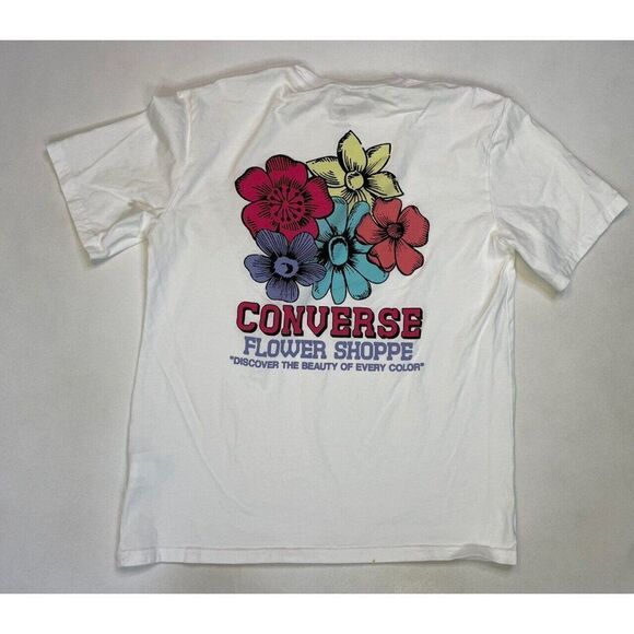 Converse Flower Shoppe Graphic T-shirt Women Small White Short Sleeve - Picture 1 of 7